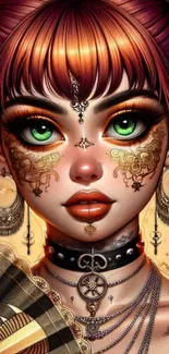 Vibrant fantasy art portrait with striking details.