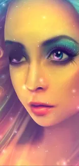 Vibrant fantasy portrait with vivid colors and dreamy effects.