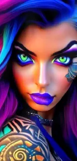 Colorful fantasy portrait wallpaper featuring vibrant hues.