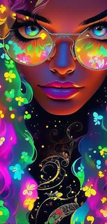 Vibrant fantasy portrait with neon colors.