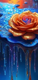 Vibrant fantasy rose with glossy, surreal design