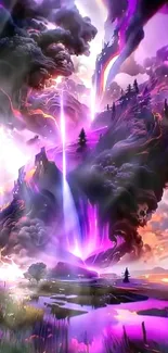 Purple fantasy storm clouds in digital art.