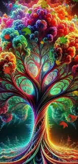 Vibrant multicolor tree in a fantasy style.