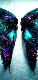 Fantasy butterfly wings with vibrant colors on a luminous background.