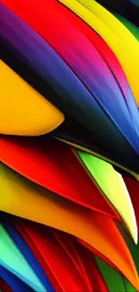 Vibrant abstract wallpaper with colorful feather patterns.