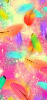 Colorful feather fantasy mobile wallpaper.