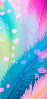 Vibrant pastel feathers mobile wallpaper.