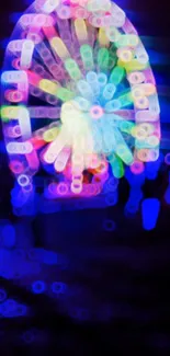 Vibrant and colorful Ferris wheel lights wallpaper.