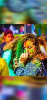 Vibrant and colorful festival scene, full of energy and celebration.