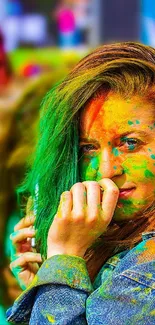 Vibrant festival crowd with colorful hues creating an energetic ambiance.