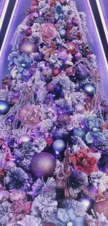 A vibrant Christmas tree adorned with colorful decorations and festive lights.