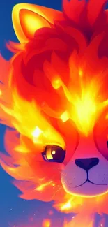 Fiery cat in colorful vibrant design wallpaper.