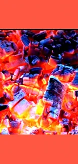 Fiery coals with a vibrant red glow.