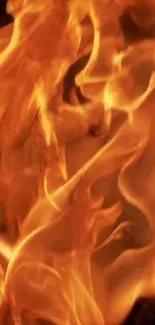 Intense fiery flames create striking mobile wallpaper background.