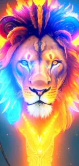 Fiery lion artwork with vibrant colors, perfect for mobile wallpaper.