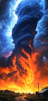 Vibrant fiery storm cloud with dramatic colors in the sky.