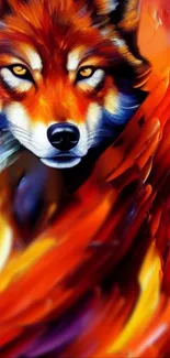 Fiery wolf artwork with vibrant orange hues.