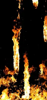 Vibrant fire and flames cascade artfully down.
