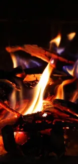 Vibrant burning fire flames wallpaper.