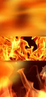 Vibrant orange flames and fire background design for mobile wallpaper.