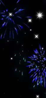 Vibrant fireworks exploding in night sky wallpaper.