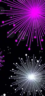 Vibrant pink and white fireworks wallpaper for mobile.