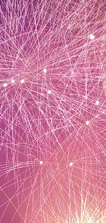 Vibrant pink fireworks bursting in the night sky wallpaper.