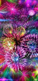 Vibrant fireworks wallpaper with colorful explosions and bright sparks.