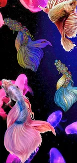 Colorful fish and jellyfish in dynamic phone wallpaper.