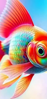 Colorful fish artwork with vibrant hues on a digital wallpaper.