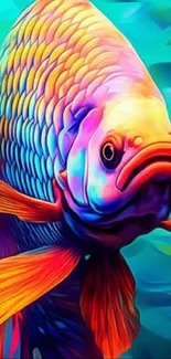 Vibrant artistic fish with colorful scales swimming energetically.