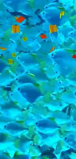 Vibrant ocean wallpaper with colorful tropical fish in blue waters.