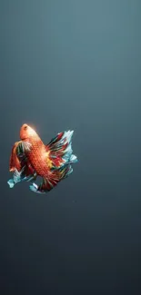 Vibrant fish swims in deep blue waters.