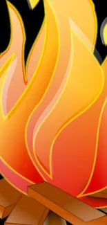 Stylized flames with bright orange hues on a black background.