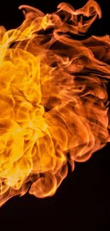 Vibrant orange flames on a black background.