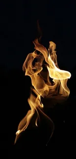 Vibrant flames captured in dark setting, perfect for phone wallpaper.