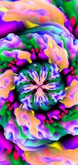 Vibrant floral abstract wallpaper with swirling colors.