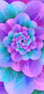 Vibrant purple and blue abstract floral design.