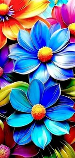 Vibrant abstract floral design with colorful petals.