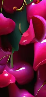 Vibrant pink floral abstract art mobile wallpaper.