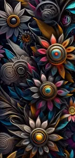 Vibrant abstract floral design wallpaper