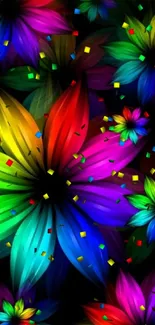 Vibrant rainbow floral abstract mobile wallpaper.