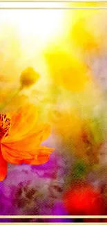 Vibrant abstract wallpaper with orange flowers.