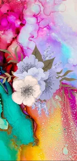 Vibrant and artistic wallpaper with abstract colors and floral design.