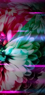 Vibrant abstract floral wallpaper with colorful petals.