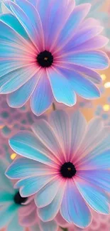 Vibrant abstract wallpaper with pastel flowers.