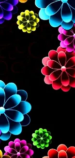 Colorful abstract floral wallpaper design in 3D.