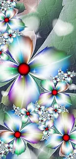 Vibrant digital floral art with colorful flowers.