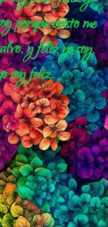 Vibrant floral wallpaper with colorful flowers.