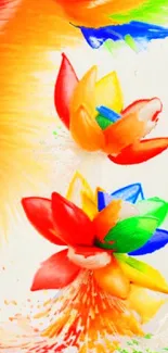 Vibrant, colorful abstract flowers with dynamic petals.